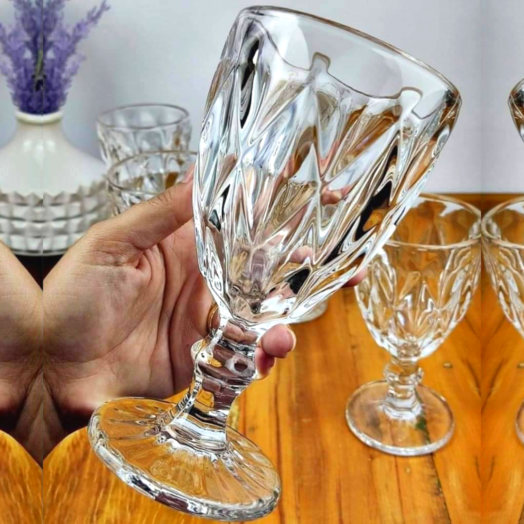 Jogo de Taças para Bebidas de Vidro 330ml – 6 Peças Haus Diamond  Empire,Transparente – PROMOON