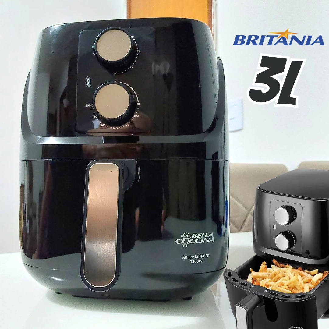 Fritadeira Air Fryer Sem Óleo Britânia Bella Cuccina BCFR02P 3L, 1300W ...