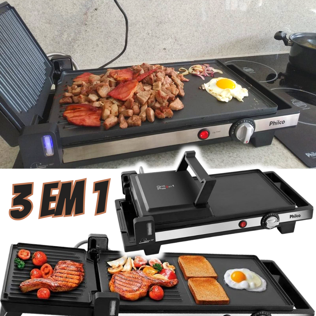 Grill Press Philco 3 Em 1 Pgr02p 110v PROMOON