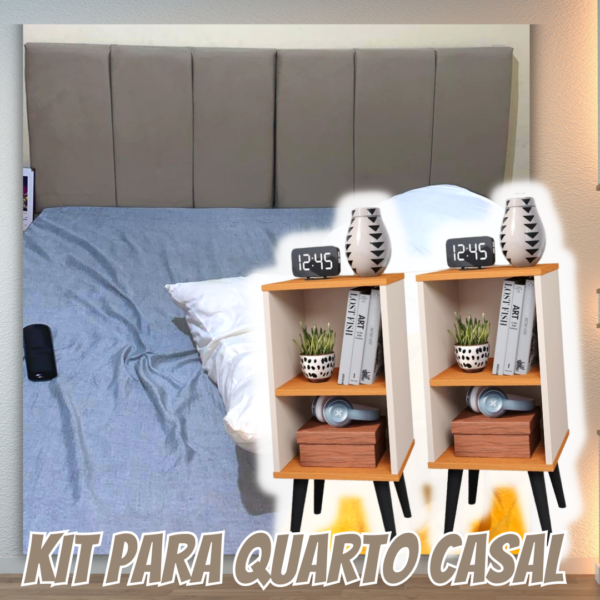 Conjunto Cabeceira Cama Casal 1,40 Com Mesa de cabeceira Quarto Luxo