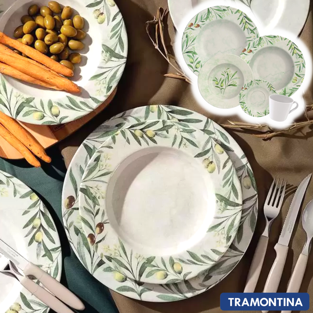 Aparelho de Jantar Tramontina Natur em Porcelana Decorada 20 Peças