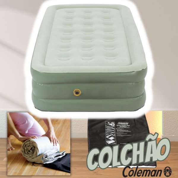 Coleman Colchão Air Double High SupportRest, para uso interno ou externo, verde