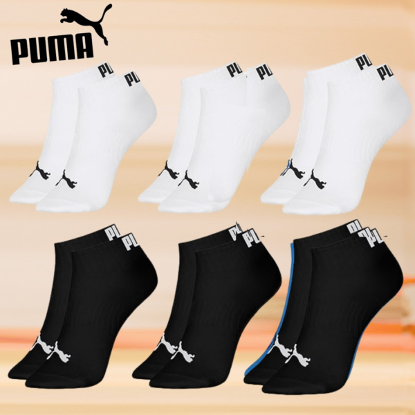 Kit 06 Pares Meias Sapatilha Cano Curto Esportiva Masculino Puma | 3 Preto - 3 Branco | 39-43