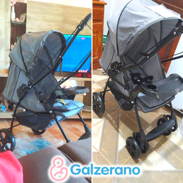 Galzerano Carrinho Para Bebê Passeio Berço Travel System Alça Reversível 0 Até 15Kg Milano Cinza