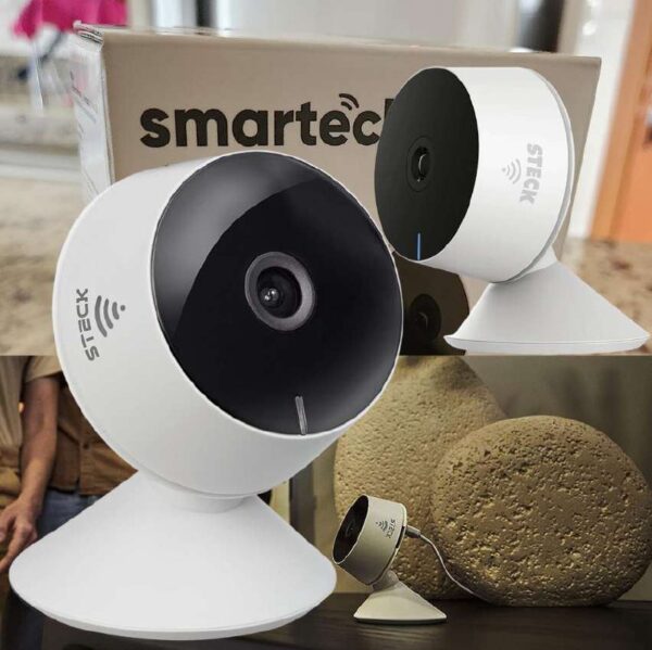 Steck, Câmera Inteligente Interna Wi-Fi, Áudio bidirecional, Sensor de movimento e Visão noturna