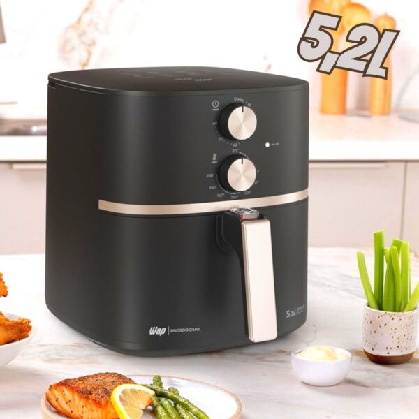 Fritadeira Air Fry Sem Óleo WAP Grand Family, 5.2L, 1500W, Com Cesto e Grelha