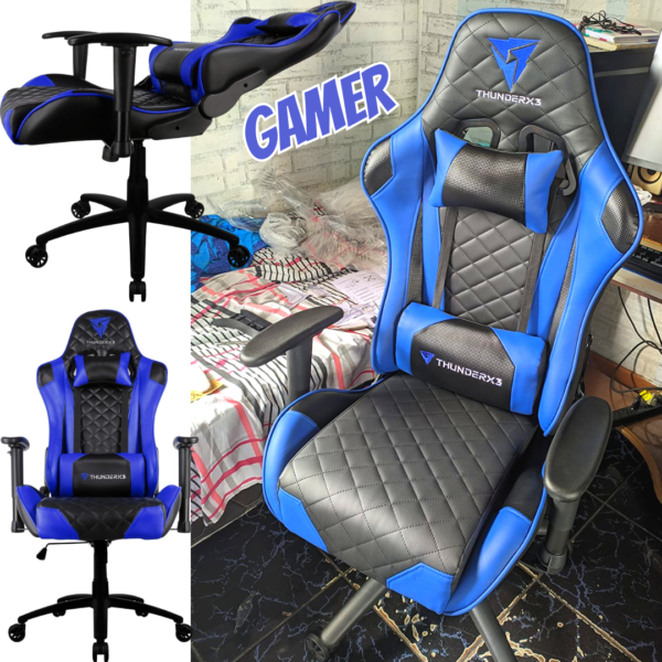 ThunderX3 Cadeira Gamer Profissional TGC12 Preta/Azul