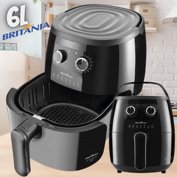 Fritadeira Air Fryer Sem Óleo Britânia BFR22PG, 6L, 1500W, 127V, Preto - 63801068