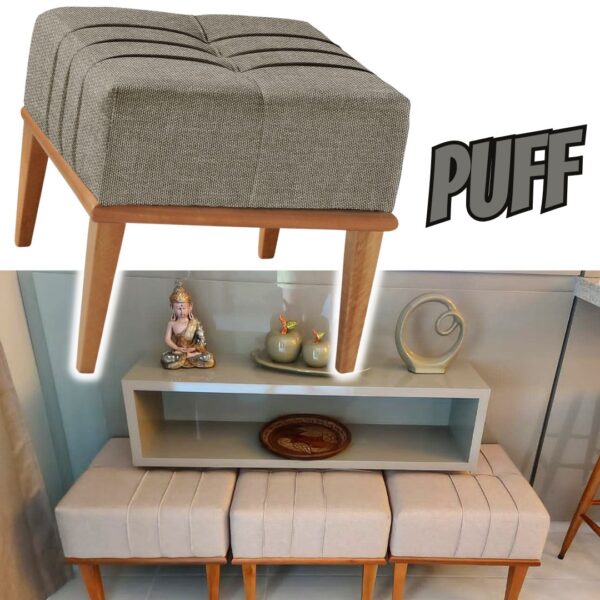 Puff em Linho Quadrado Valentin Agarb Decor