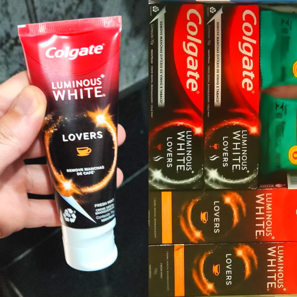 Colgate Creme Dental Clareador Luminous White Lovers Manchas De Café ou vinho 70G