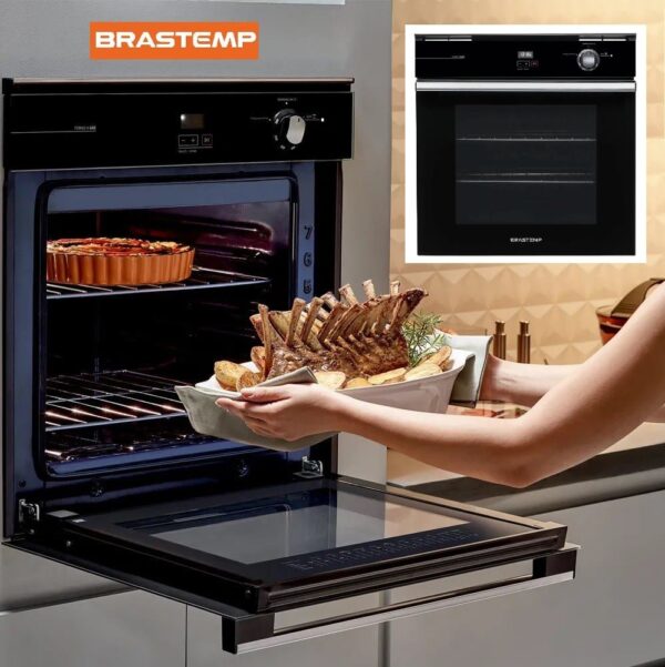 Forno a Gás de Embutir Brastemp Grill com Timer - Touch 78L Preto BOA84AE