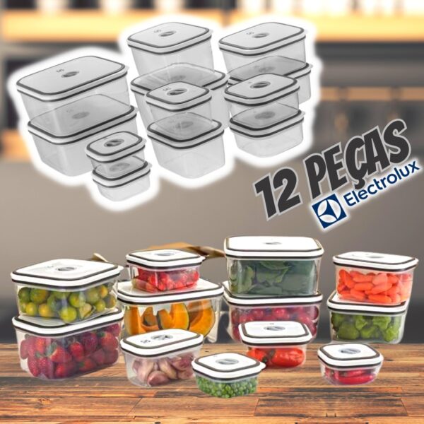 Kit Potes Herméticos Plásticos Cinza 12 Unidades Electrolux