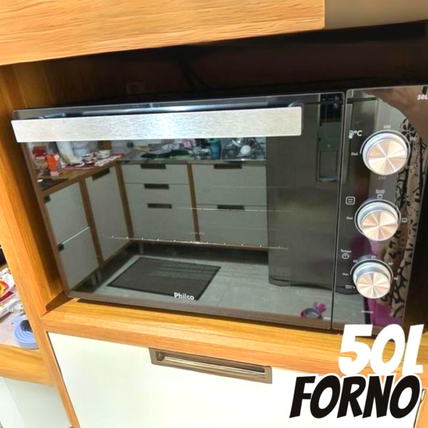 Forno de Bancada Elétrico Full Glass Espelhado PFE50PE 50L Prata Philco 127V