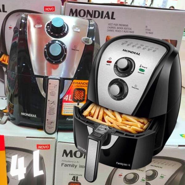 Fritadeira Sem Óleo Air Fryer 4L, Mondial, Preto/Inox, 1500W, 110V - AFN-40-BI