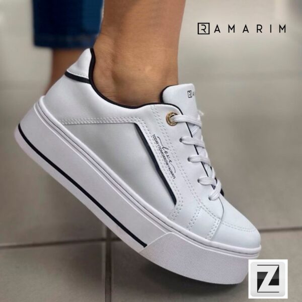 Tênis RAMARIM Casual Feminino Preto+Branco (34 ao 39)