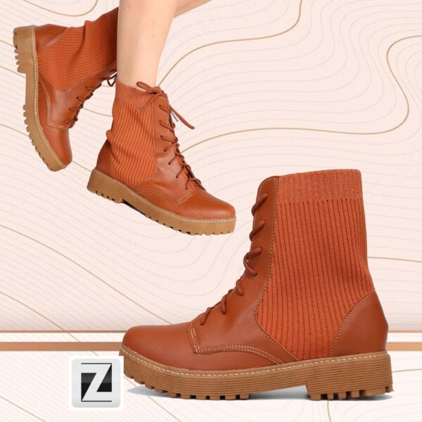 Bota Coturno Cano Curto Look Fashion Knit Feminina (34 ao 39)