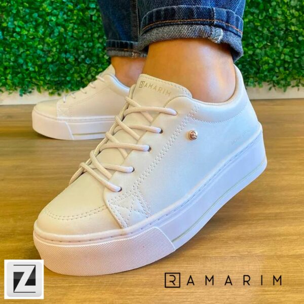 Tênis RAMARIM Casual Feminino Off White, Branco (34 ao 39)