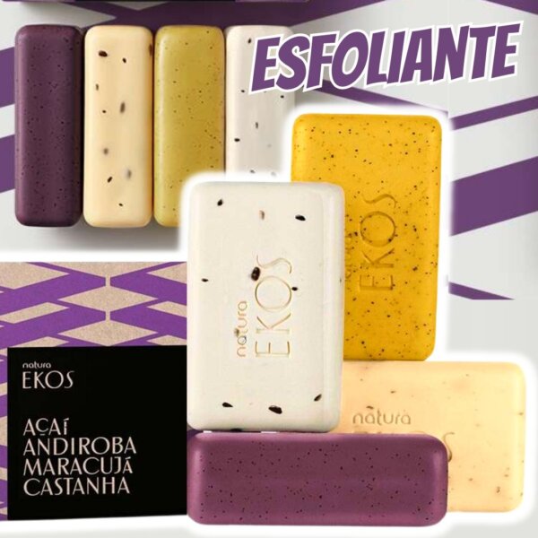  Sabonete em Barra Puro Vegetal Esfoliante Ekos - 4 un. de 100 g