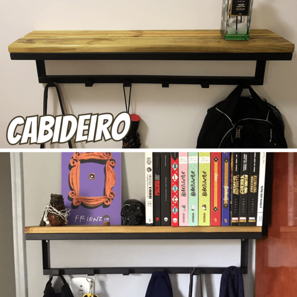 Cabideiro Strassis Design SD-5004/SD-5005 Metal e Madeira Cor: Preto