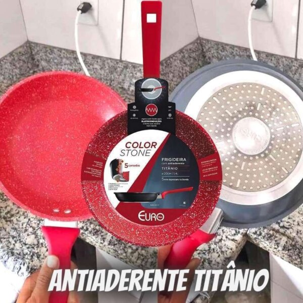 rigideira 22 cm ColorStone de alumínio com antiaderente, Titânio, ALU8259-TI, Euro Home