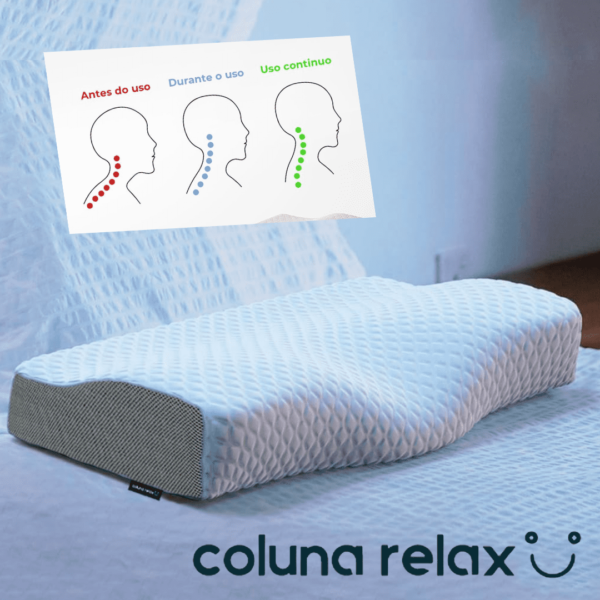 Travesseiro Cervical NASA - Coluna Relax - Suporte Ergonômico com Carvão Ativado