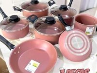 Jogo de Panelas Tramontina Turim em Alumínio com Revestimento In e Ex em Antiaderente Starflon Max Rosa 07 Peças