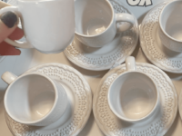 Porto Brasil Conjunto com 6 Xícaras de Café com Pires Madeleine Branco 72ml