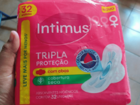 Intimus Absorvente Externo, Tripla Proteção Suave com Abas, 32 unidades