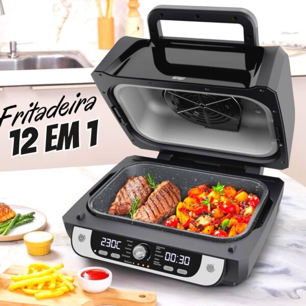 WAP Fritadeira Elétrica Air Fryer Barbecue Digital 12 em 1 , Painel Digital  ,1700W,  10L