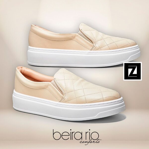 Slip On BEIRA RIO Casual Matelassê Feminino (creme) - (34 ao 40)