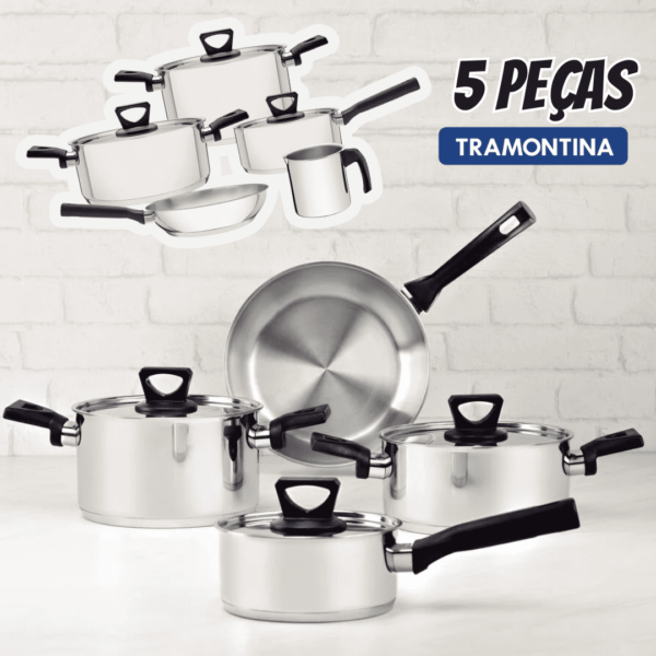 Jogo de Panelas Tramontina Inox 5 Peças - 65180/514 Brava