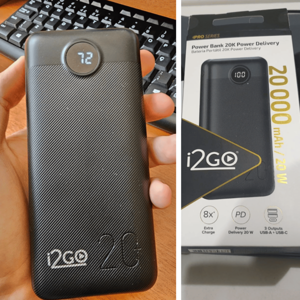2GO, Carregador Portátil (Power Bank) Ultra Rápido 20000mAh, Power Delivery 20W, 2 Saídas USB