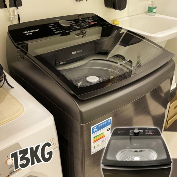 Máquina De Lavar Brastemp 13kg Cinza Platinum Com Ciclo Tira, BWK13A9