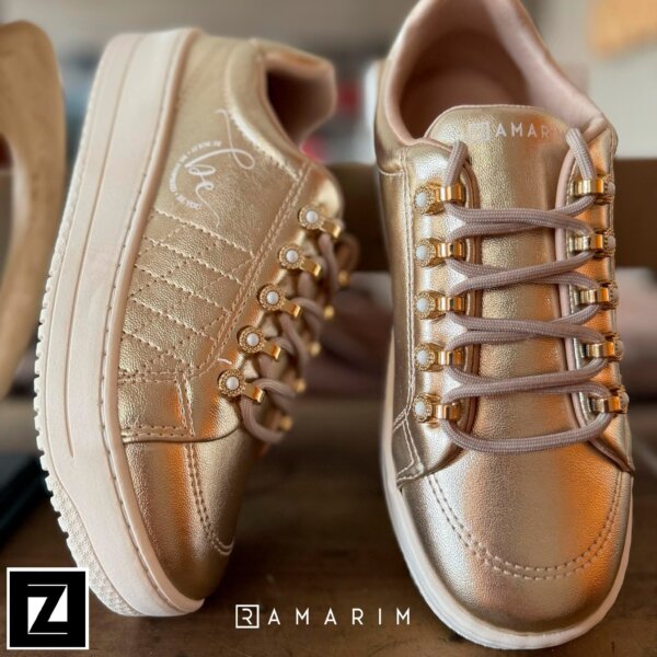 Tênis RAMARIM Casual Feminino Dourado (34 ao 39)