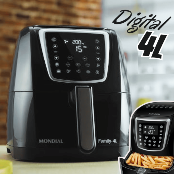 Fritadeira Sem Óleo Air Fryer Digital 4L, Mondial, Preto, 1500W, 220V - AFN-40-DI