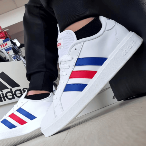 Tênis Couro Adidas Grand Court Base 2.0 Masculino - Off White