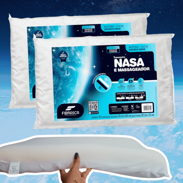 Kit 2 peças Travesseiro Nasa Up 3, para fronhas 50x70 cm, Fibrasca