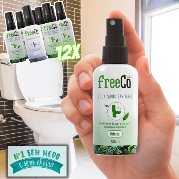 Kit 12x60ml Freecô ou Lavanda Bloqueador de Odores Sanitários, Freeco