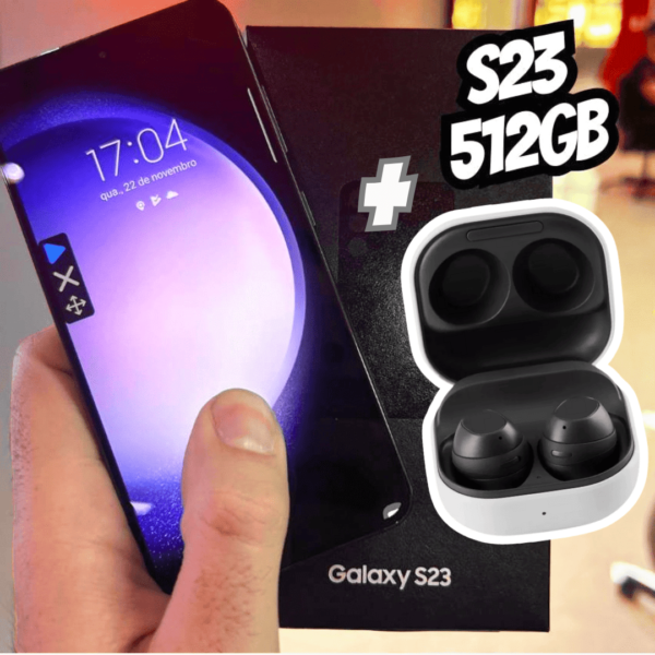 Smartphone Samsung Galaxy S23 512GB Preto - 5G + Fone de Ouvido Galaxy Buds FE Sem Fio Grafite