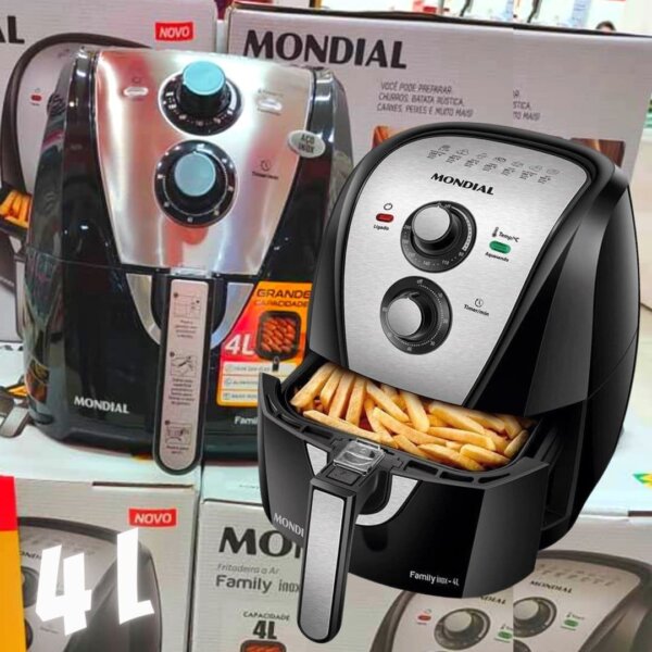Fritadeira Elétrica sem Óleo/Air Fryer Mondial Family AFN-40-BI Preto 4L com Timer