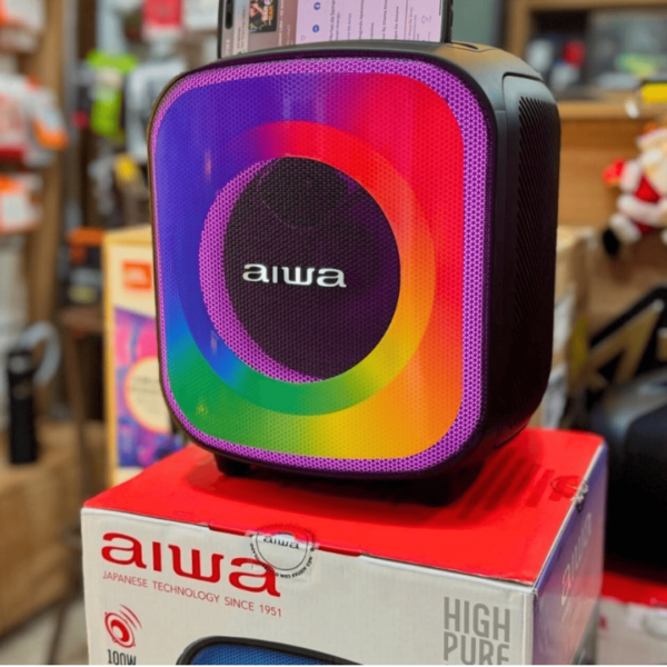 Caixa De Som Partybox Aiwa Pb-07 Bluetooth 8h Rgb Usb Tws Cor Preto