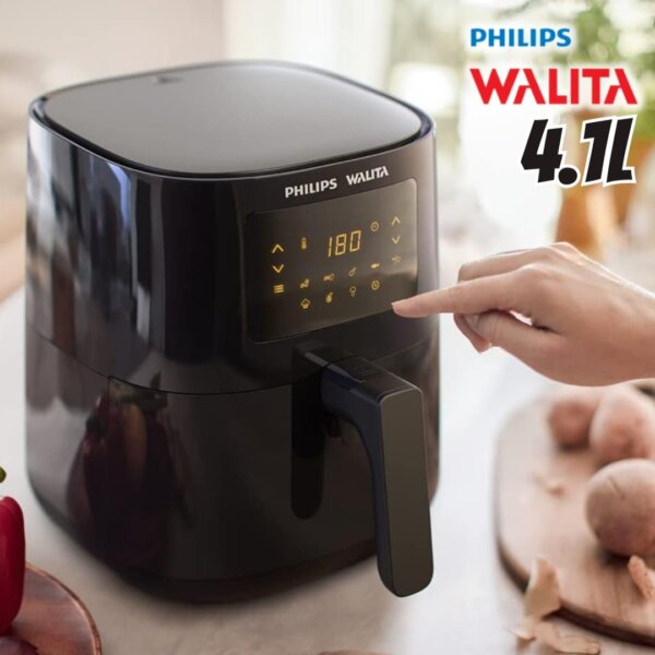 Philips Walita Preta Fritadeira Airfryer Digital Série 3000, 4.1L de capacidade, Garantia internacional de dois anos, 220V, 1400W