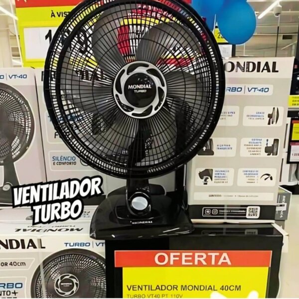 Ventilador de mesa Mondial 127V, 40cm, 6 pás, Turbo - VT-40-NB