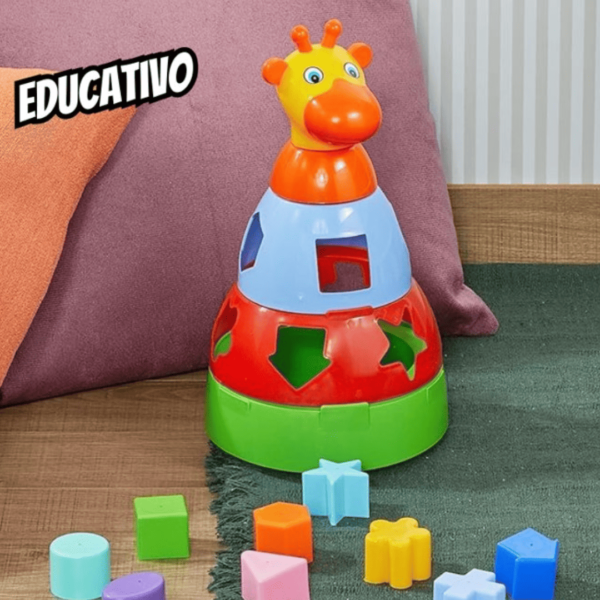Brinquedo Educativo Girafa Didática com Blocos Merco Toys, cores sortidas, 1 unidade