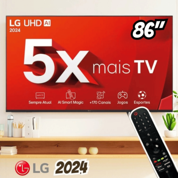 Smart TV 86" 4K LG Ultra HD 86UT8050 com Processador a5 Ger7 AI, Alexa/Chromecast integrado