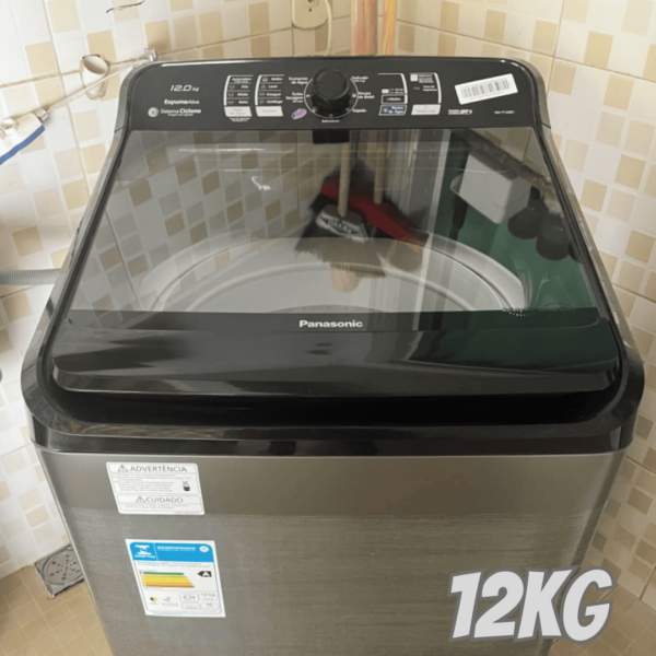 Lavadora de Roupas Panasonic NA-F120B1TA - 12Kg Cesto Inox 8 Programas de Lavagem Titânio