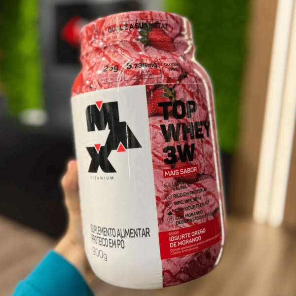Top Whey 3w Mais Sabor Pote 900g Max Titanium Sabor Iogurte Grego