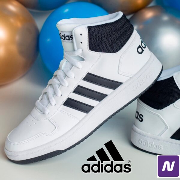 Tênis ADIDAS Hoops 3.0 Mid Masculino (branco/preto) – (38 ao 41)