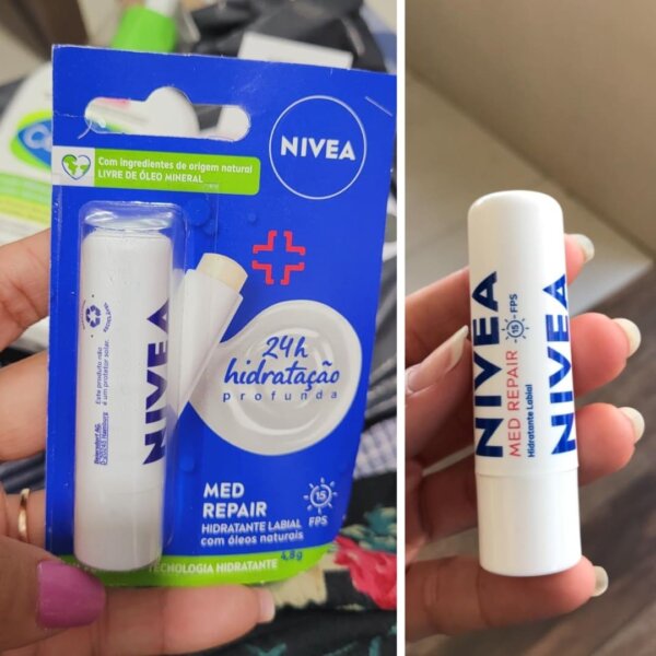 NIVEA Protetor Labial Med Repair FPS15 4,8g - Hidrata e regenera os lábios ressecados e machucados