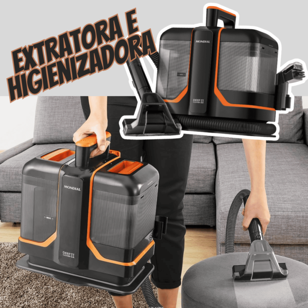 Extratora e Higienizadora Portátil Deep Cleaner II, Mondial, Preto/Laranja, 1800W - EXP-02-O